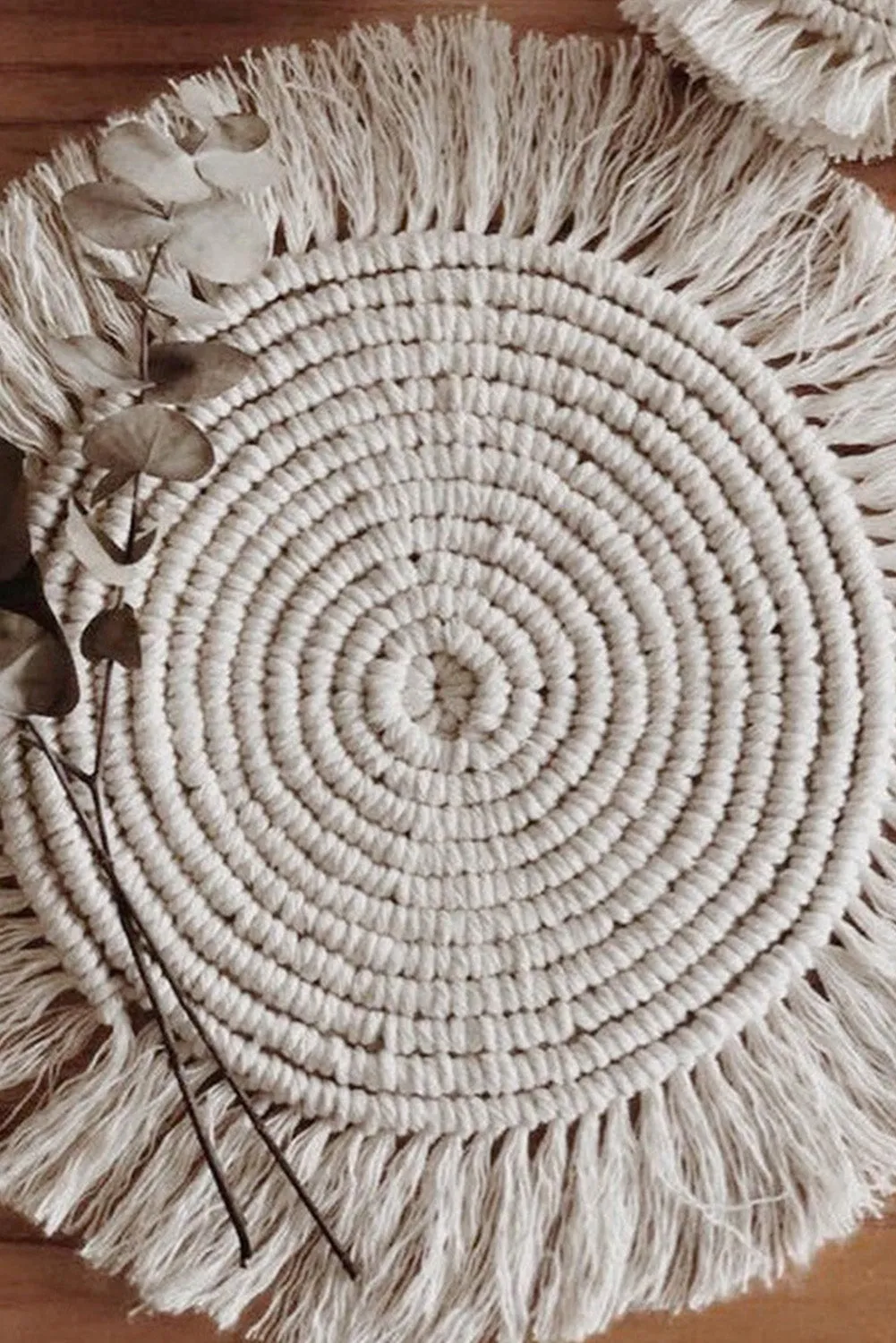 Beige Boho Tassel Macrame Coaster 15cm*15cm