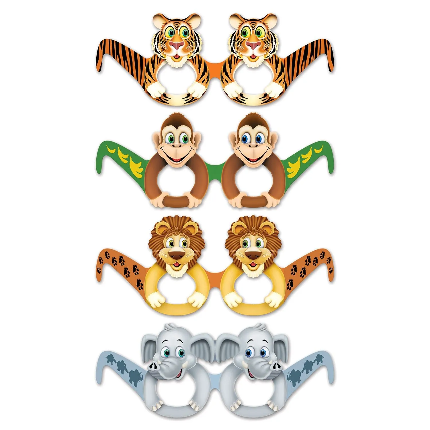 Beistle Jungle Animal Eyeglasses (12/pkg) - Party Supply Decoration for Jungle