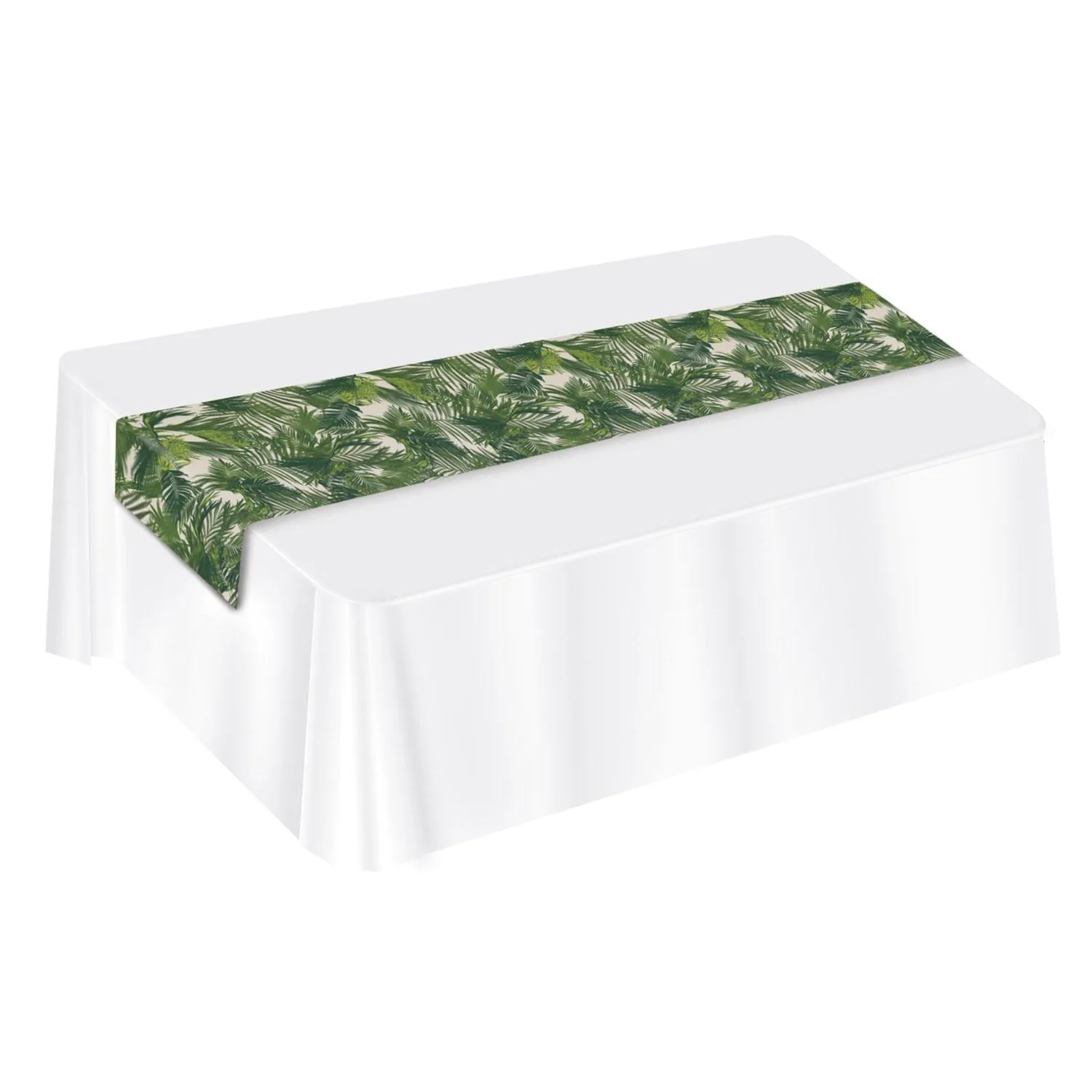 Beistle Palm Leaf Fabric Table Runner - Party Supply Decoration for Luau
