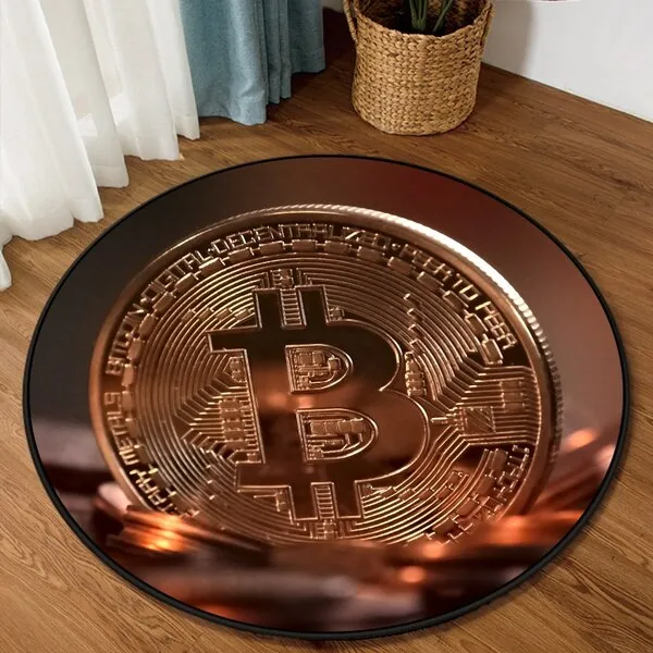Bitcoin Rug, Bitcoin Carpet, Round Rug,Round Carpet,Bitcoin Pattern Rug,Popular Rug,Themed Rug