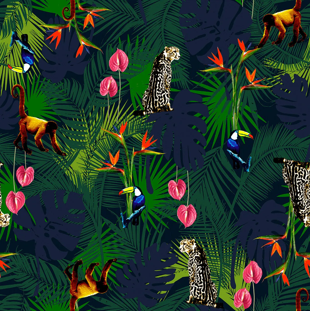 BLOSSOM JUNGLE Silk Cover-Up Dress