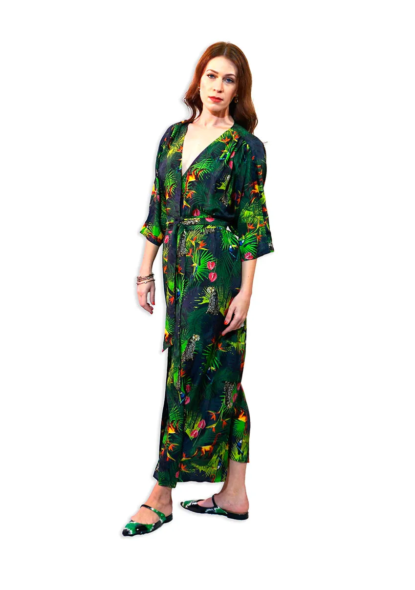 BLOSSOM JUNGLE Silk Cover-Up Dress