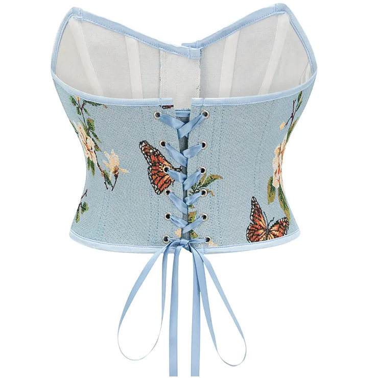 Blue Floral Renaissance Bustier