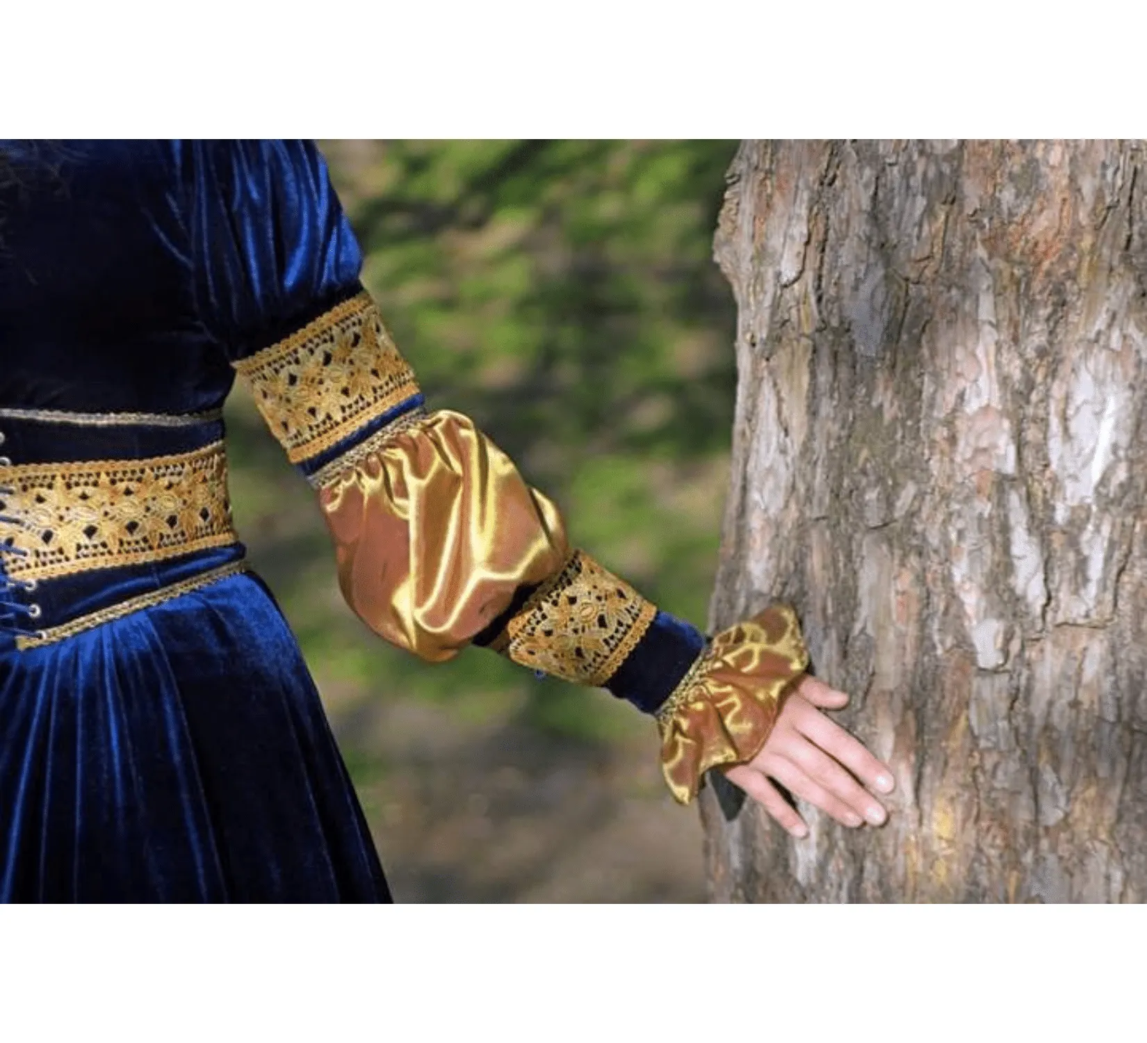 Blue velvet Renaissance dress, Italy medieval wedding gown