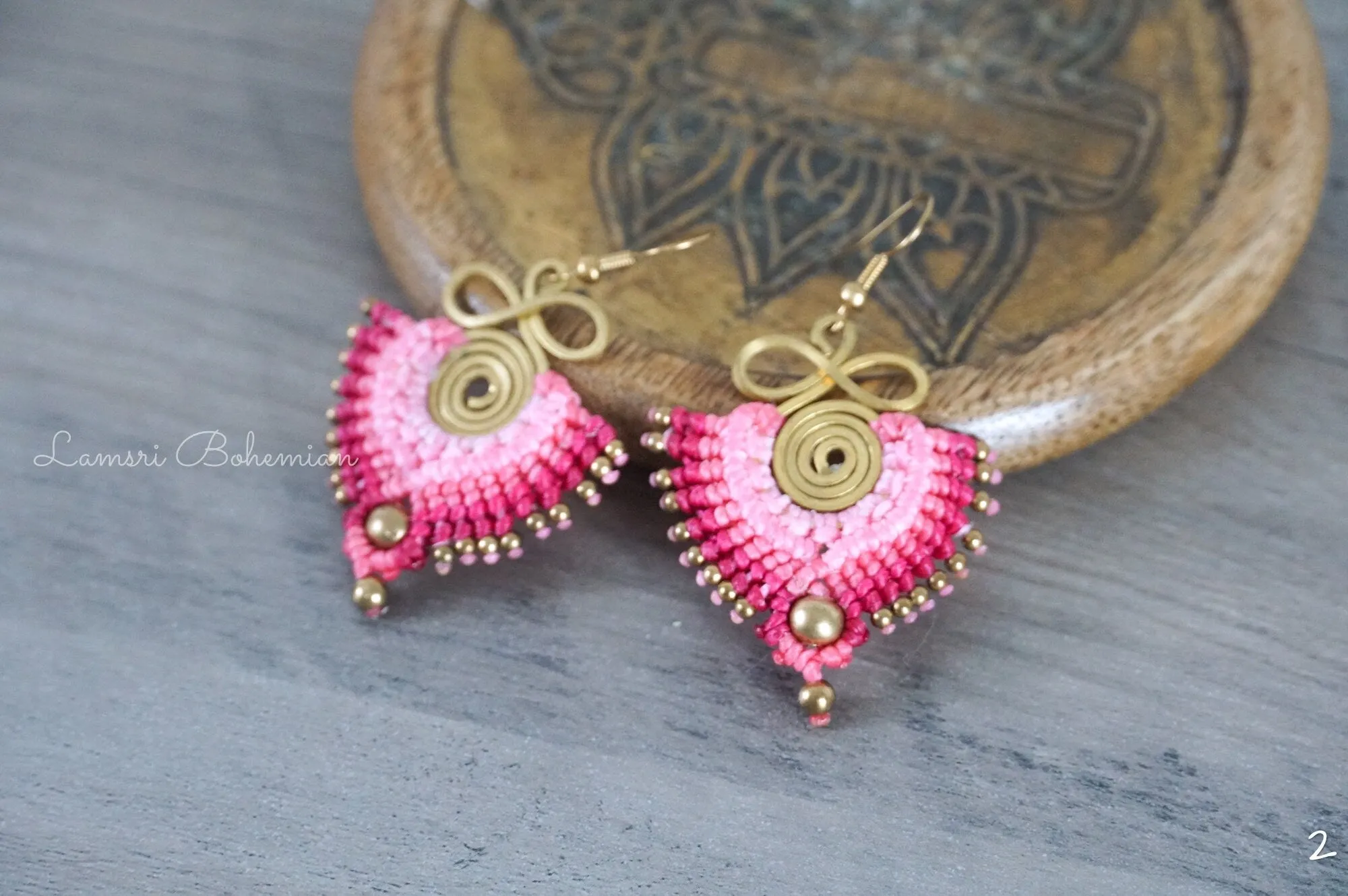 Blush Bloom Micro Macrame Boho Earrings