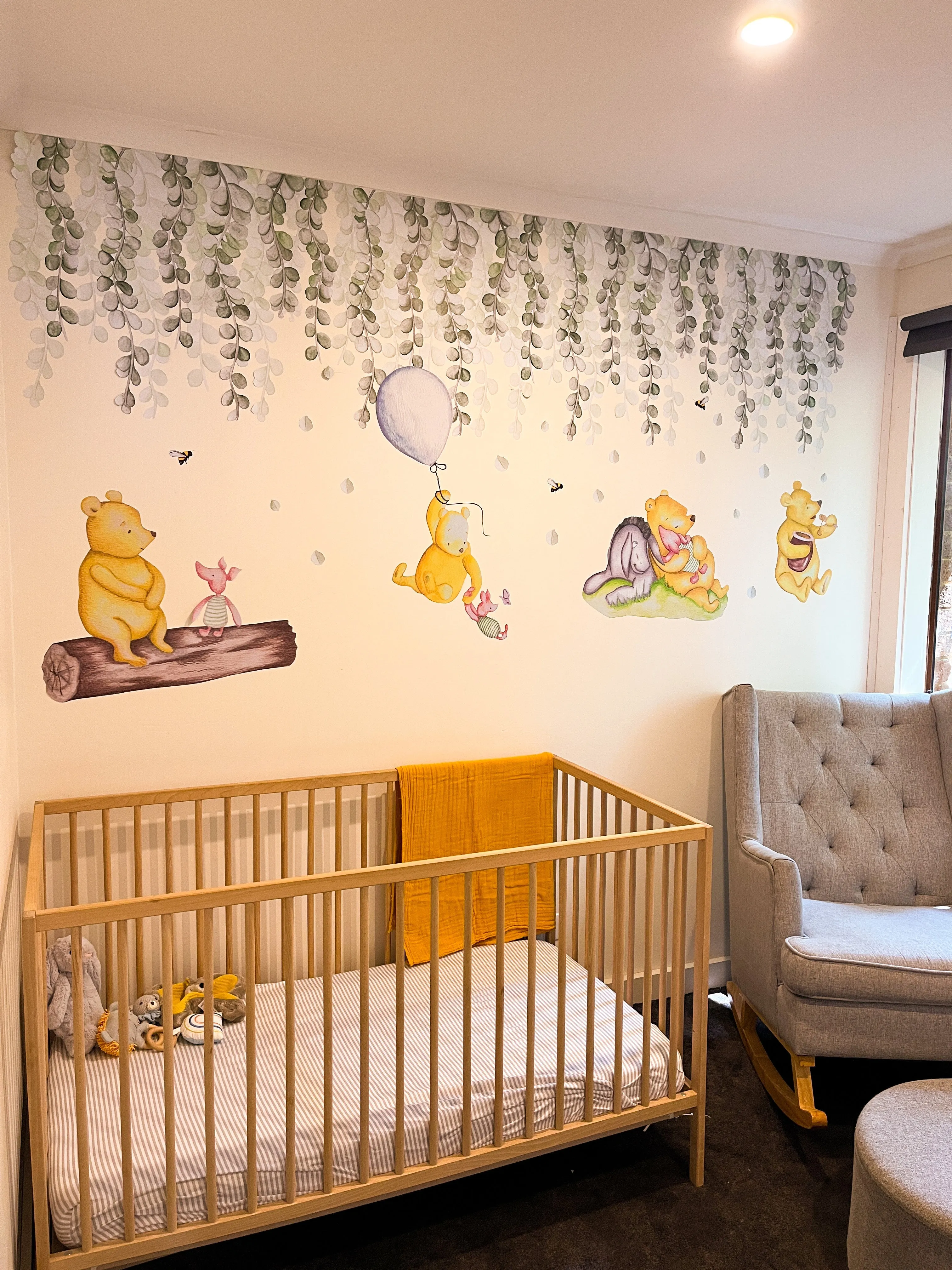 Botanical Greens Australian Design Hand Painted Peel & Stick, Removable Wall Decal. Nursery, Kids Playroom, Kids Teens Bedroom
