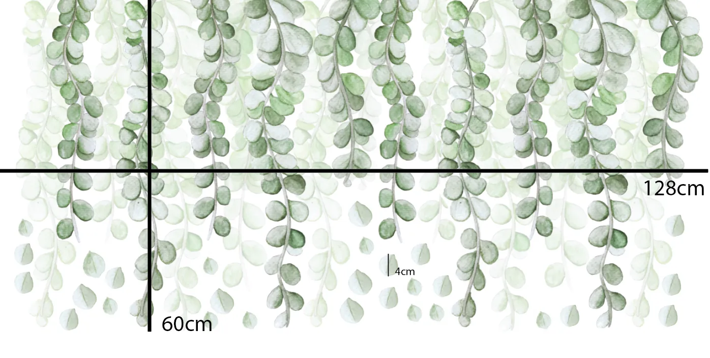 Botanical Greens Australian Design Hand Painted Peel & Stick, Removable Wall Decal. Nursery, Kids Playroom, Kids Teens Bedroom