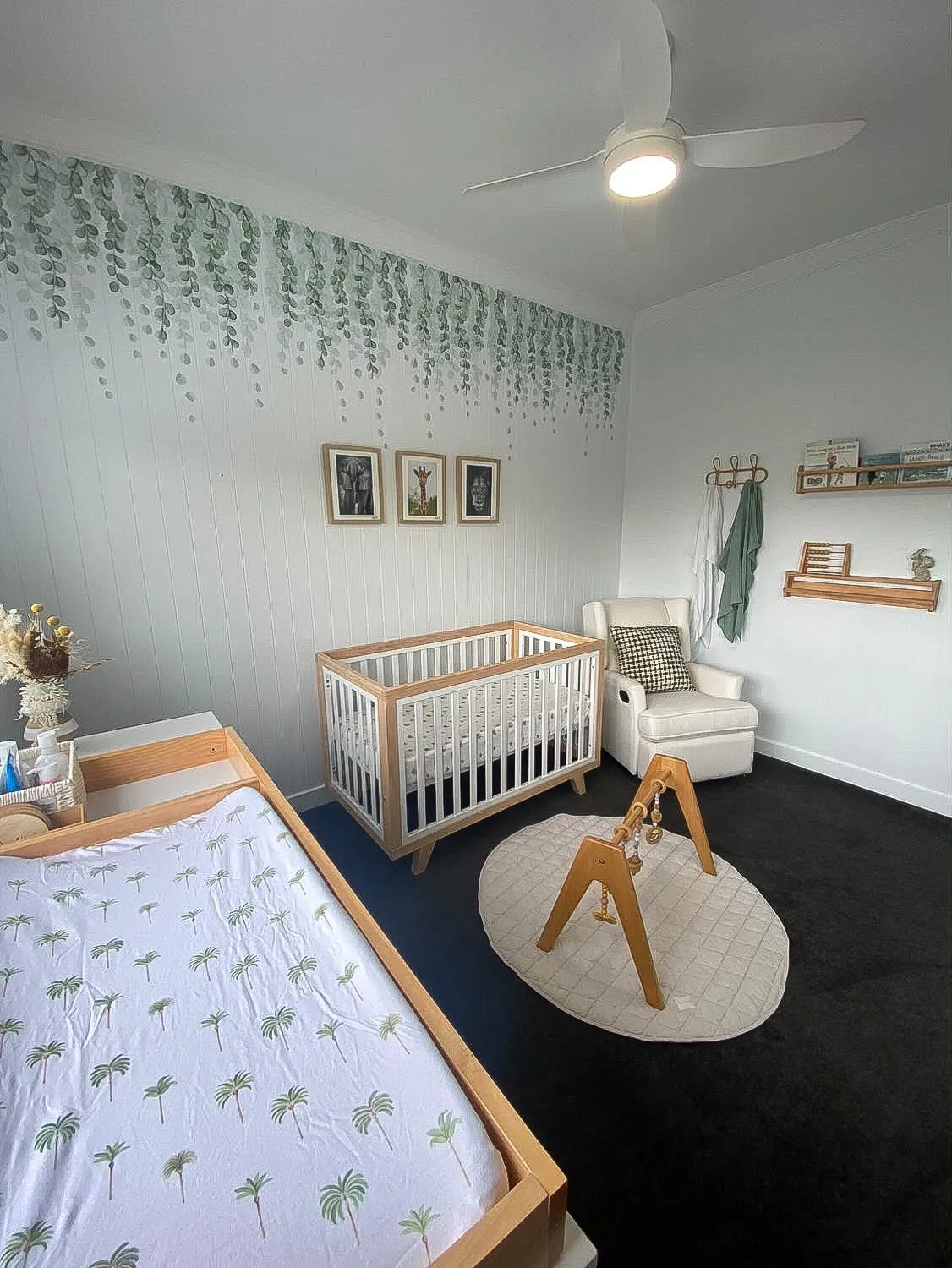Botanical Greens Australian Design Hand Painted Peel & Stick, Removable Wall Decal. Nursery, Kids Playroom, Kids Teens Bedroom