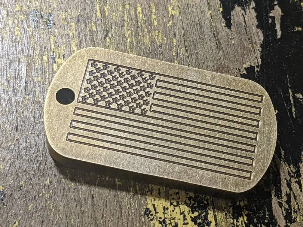 Brass American Flag Dog Tag