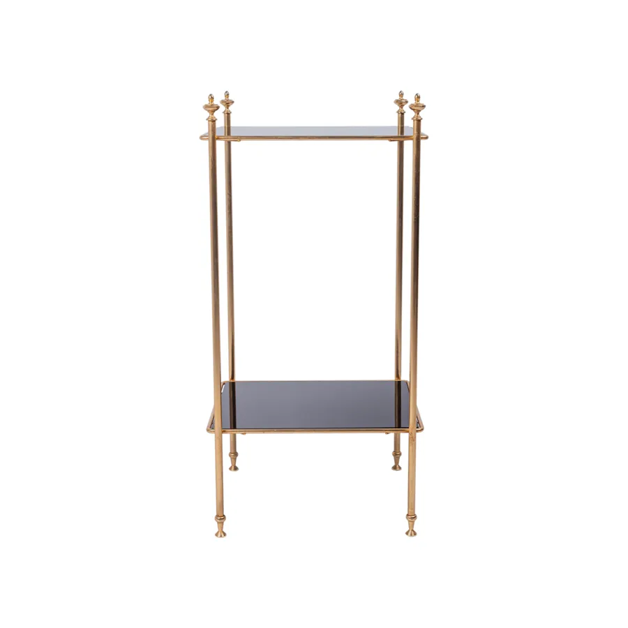 Brass and Antiqued Black Glass Table