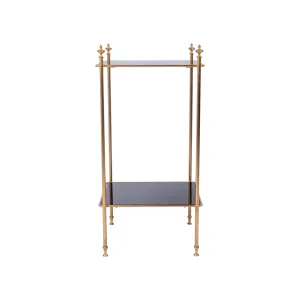 Brass and Antiqued Black Glass Table