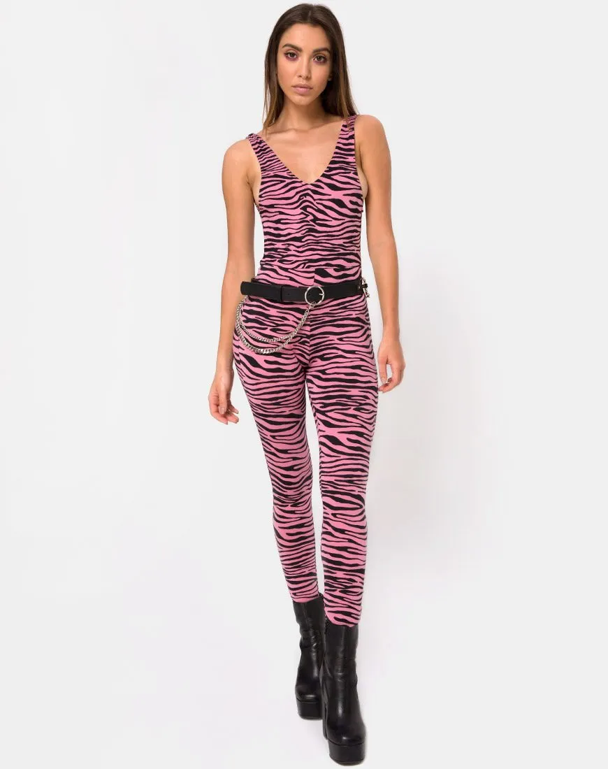 Brista Catsuit in Zip's Zebra Pink