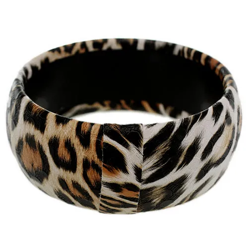 Brown White Spotted Cheetah Bangle Bracelet