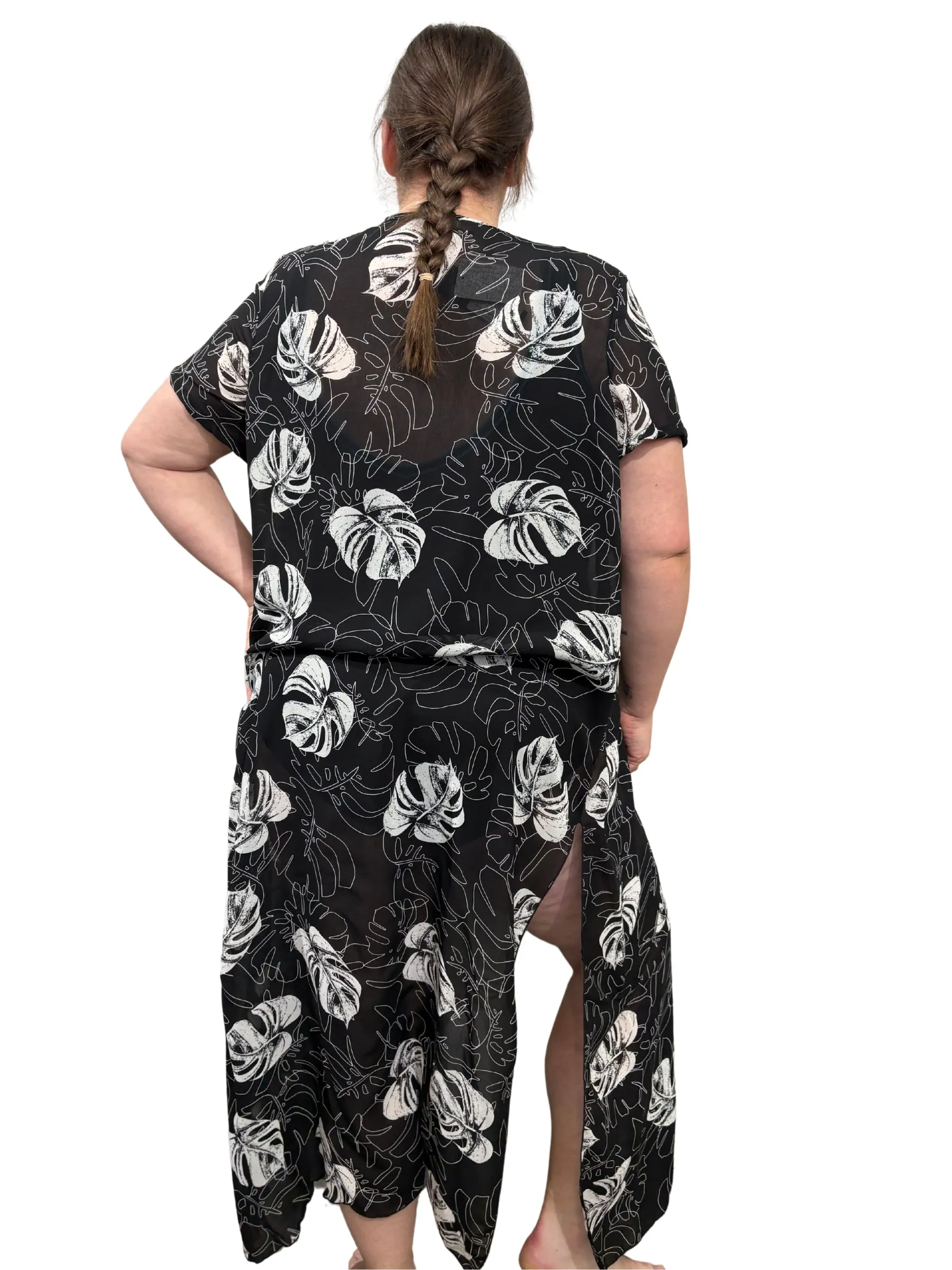 Cache-Maillot Jungle Fever Long Taille Plus (Imprimé Noir & Blanc) de Cover Me