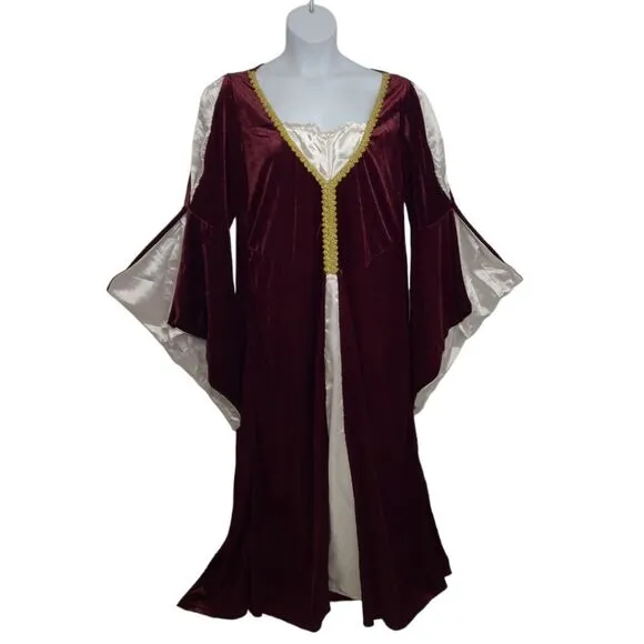 CALIFORNIA COSTUME regal princess renaissance dress velvet bell sleeve 2X/3X