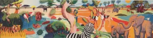 Cartoon Jungle Tiger Zebra Deer BE1111MB Wallpaper Border