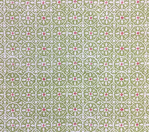 China Seas Fabric: Nitik II - Custom Jungle Green / Shrimp on Tinted 100% Belgian Linen