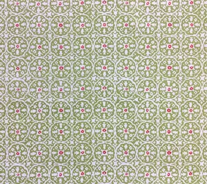 China Seas Fabric: Nitik II - Custom Jungle Green / Shrimp on Tinted 100% Belgian Linen