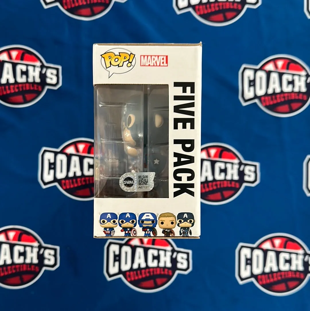 Chris Evans Autographed Captain America Year of the Shield 5pc Funko Pop (SWAU)