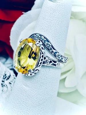 Citrine Ring & Band Set, Yellow Gemstone, Edwardian Jewelry #D70