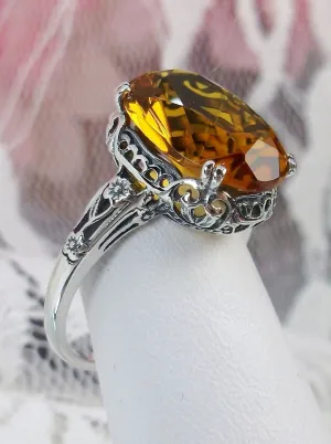 Citrine Ring, Cognac-Orange Gemstone, Edwardian Jewelry #D70