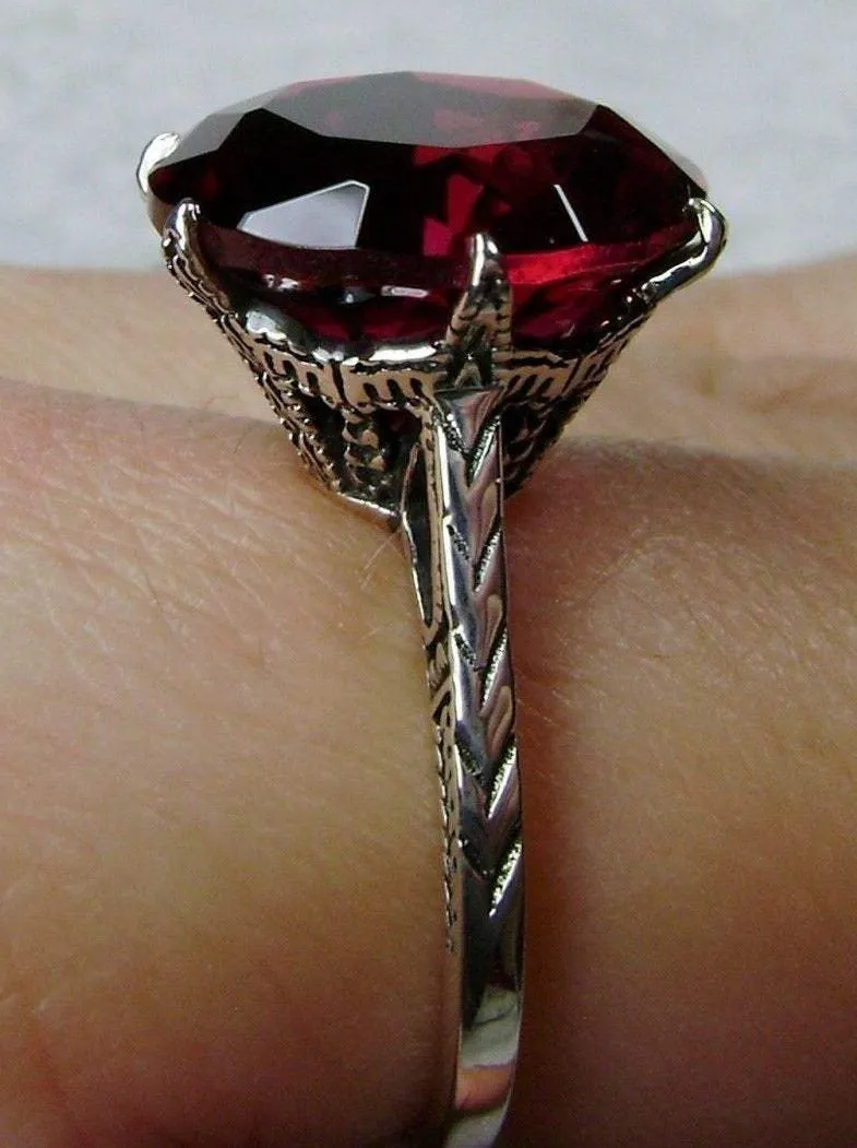 Classic Ring, Red Ruby Solitaire, Victorian Jewelry #D37