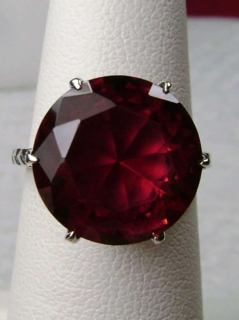 Classic Ring, Red Ruby Solitaire, Victorian Jewelry #D37