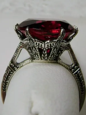 Classic Ring, Red Ruby Solitaire, Victorian Jewelry #D37