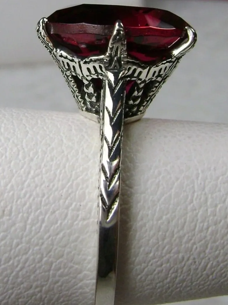 Classic Ring, Red Ruby Solitaire, Victorian Jewelry #D37