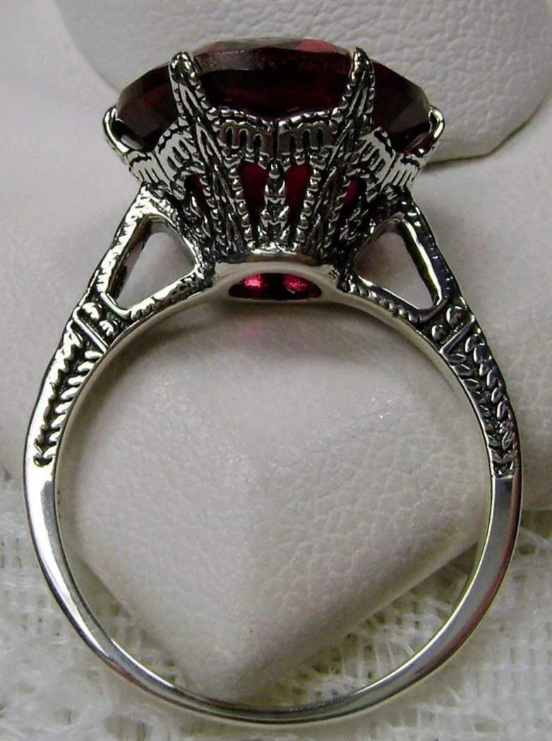 Classic Ring, Red Ruby Solitaire, Victorian Jewelry #D37