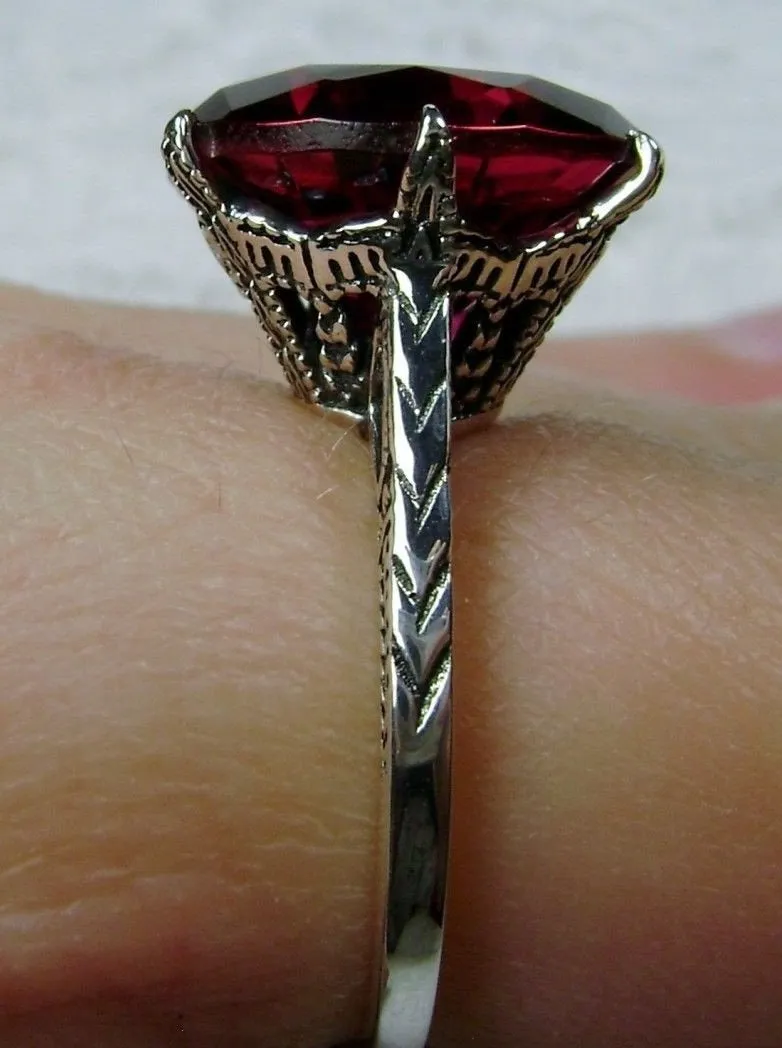 Classic Ring, Red Ruby Solitaire, Victorian Jewelry #D37