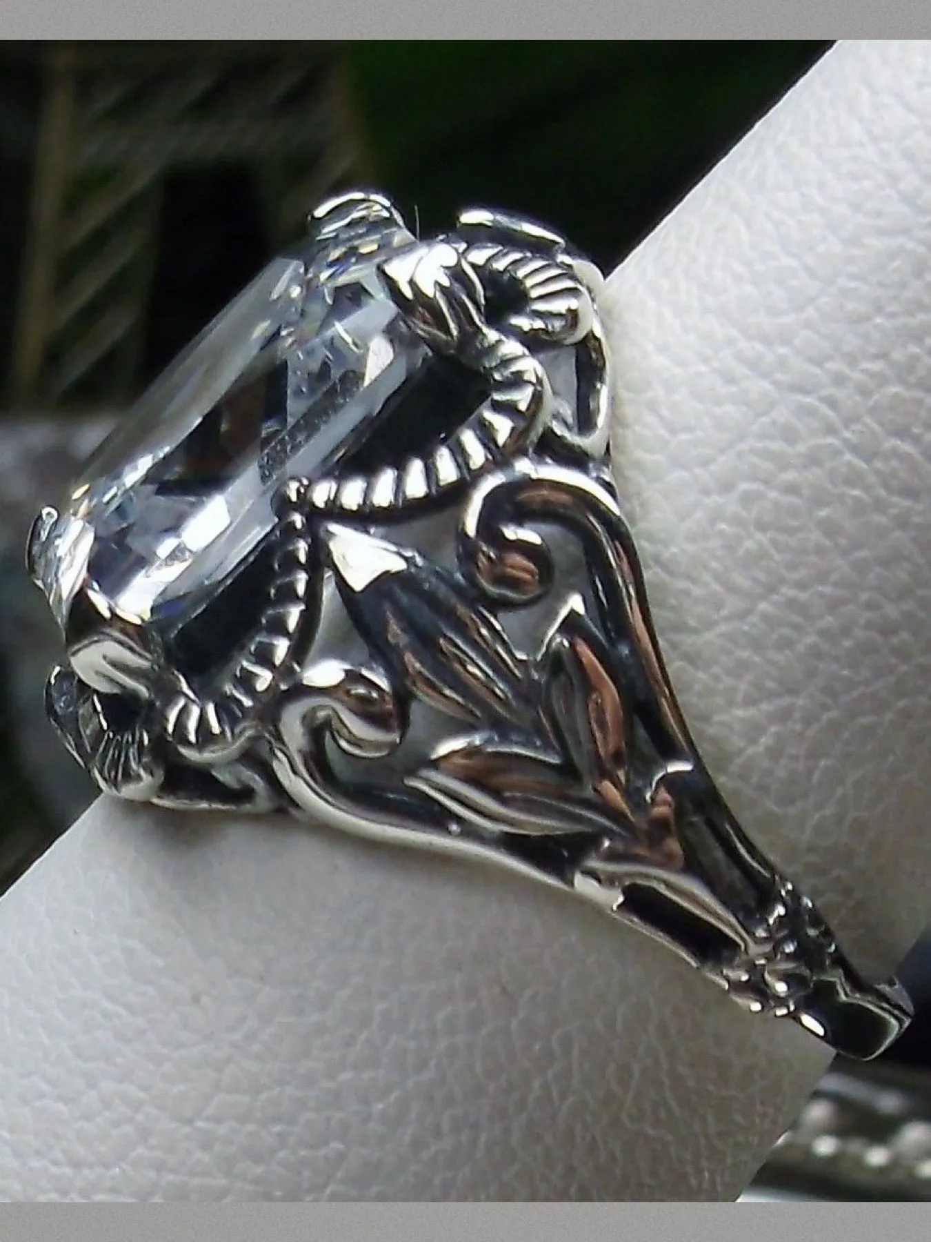 CZ Ring, White Cubic Zirconia, Garland Gothic Jewelry #D102