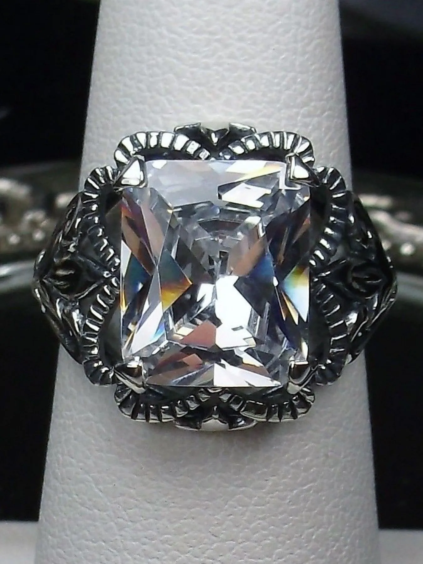 CZ Ring, White Cubic Zirconia, Garland Gothic Jewelry #D102