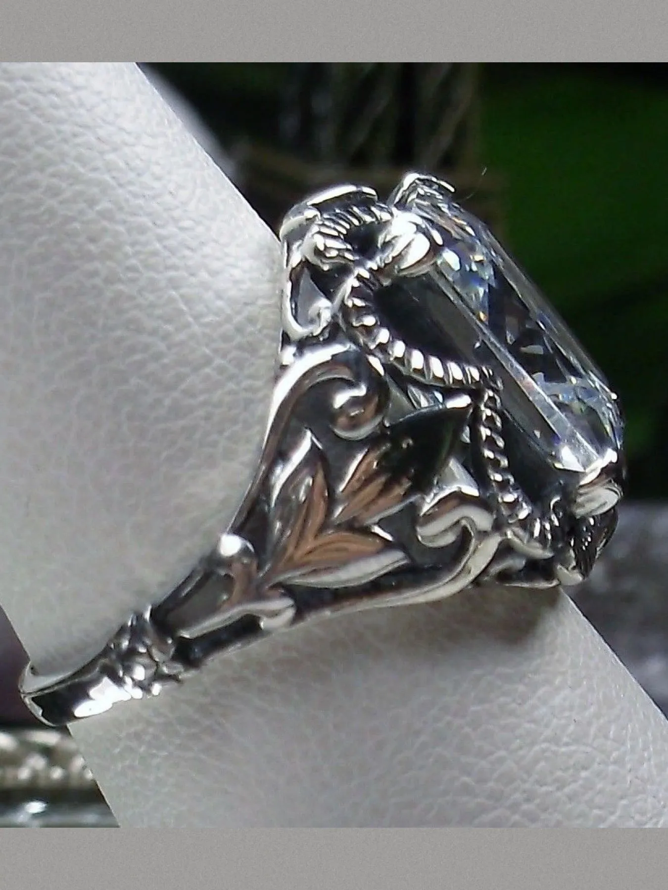CZ Ring, White Cubic Zirconia, Garland Gothic Jewelry #D102