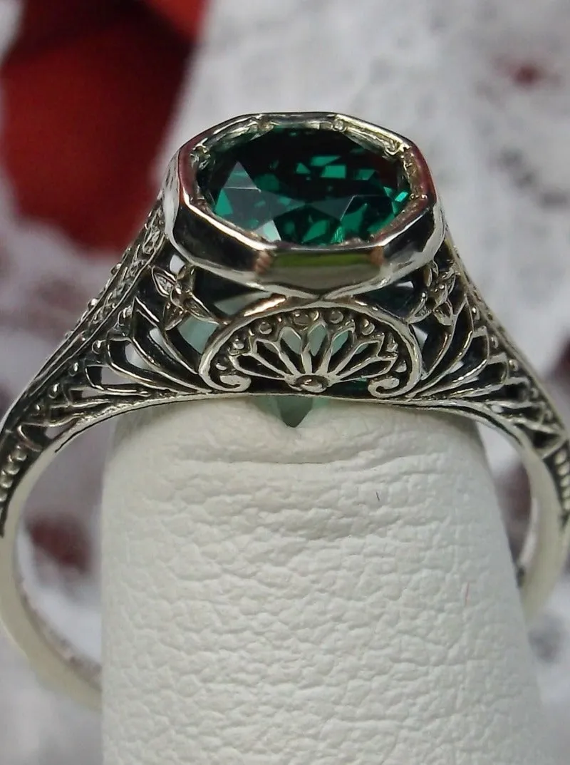 D205, Dandelion Ring, Natural or Simulated Gemstone, Sterling Silver Filigree Victorian Jewelry #D205