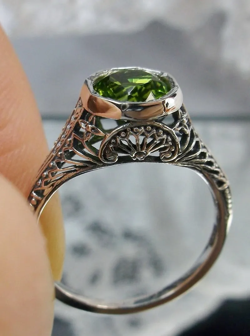 D205, Dandelion Ring, Natural or Simulated Gemstone, Sterling Silver Filigree Victorian Jewelry #D205