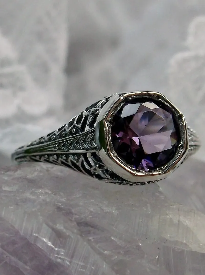 D205, Dandelion Ring, Natural or Simulated Gemstone, Sterling Silver Filigree Victorian Jewelry #D205