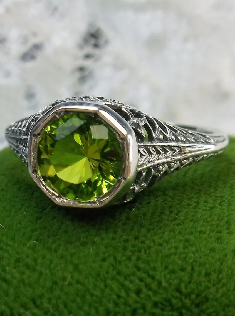 D205, Dandelion Ring, Natural or Simulated Gemstone, Sterling Silver Filigree Victorian Jewelry #D205