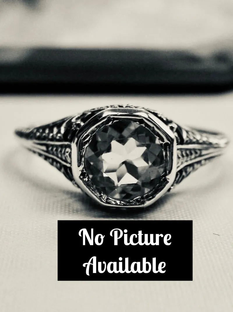 D205, Dandelion Ring, Natural or Simulated Gemstone, Sterling Silver Filigree Victorian Jewelry #D205