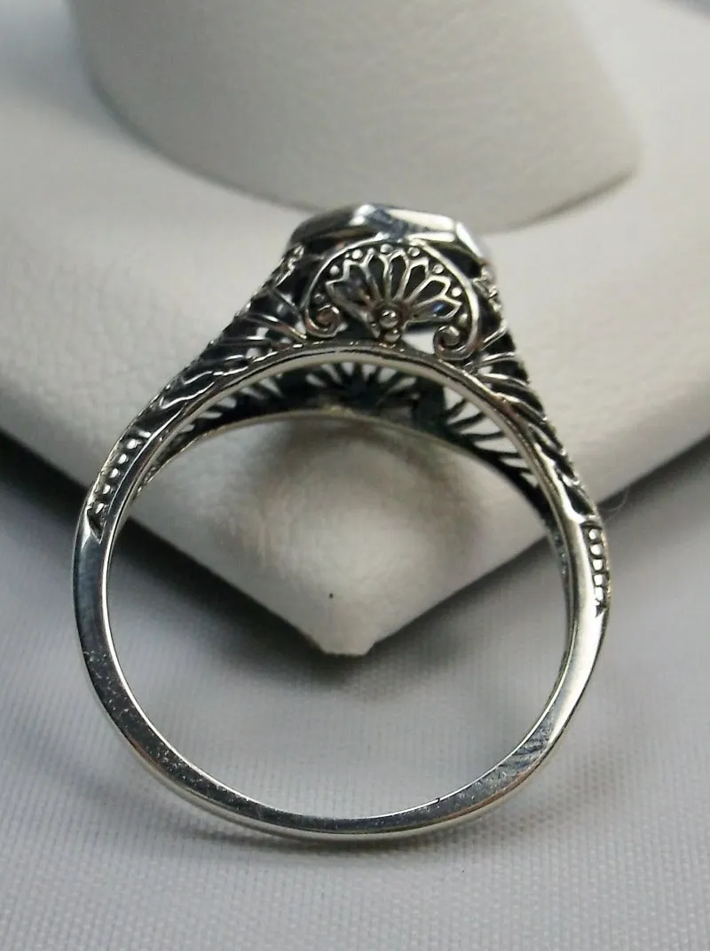D205, Dandelion Ring, Natural or Simulated Gemstone, Sterling Silver Filigree Victorian Jewelry #D205