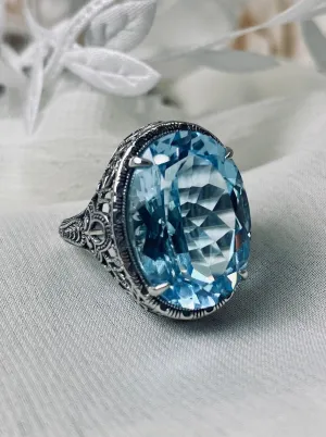 D230, Natural Gemstone Persian Ring, Art Deco Vintage Revival Jewelry #D230