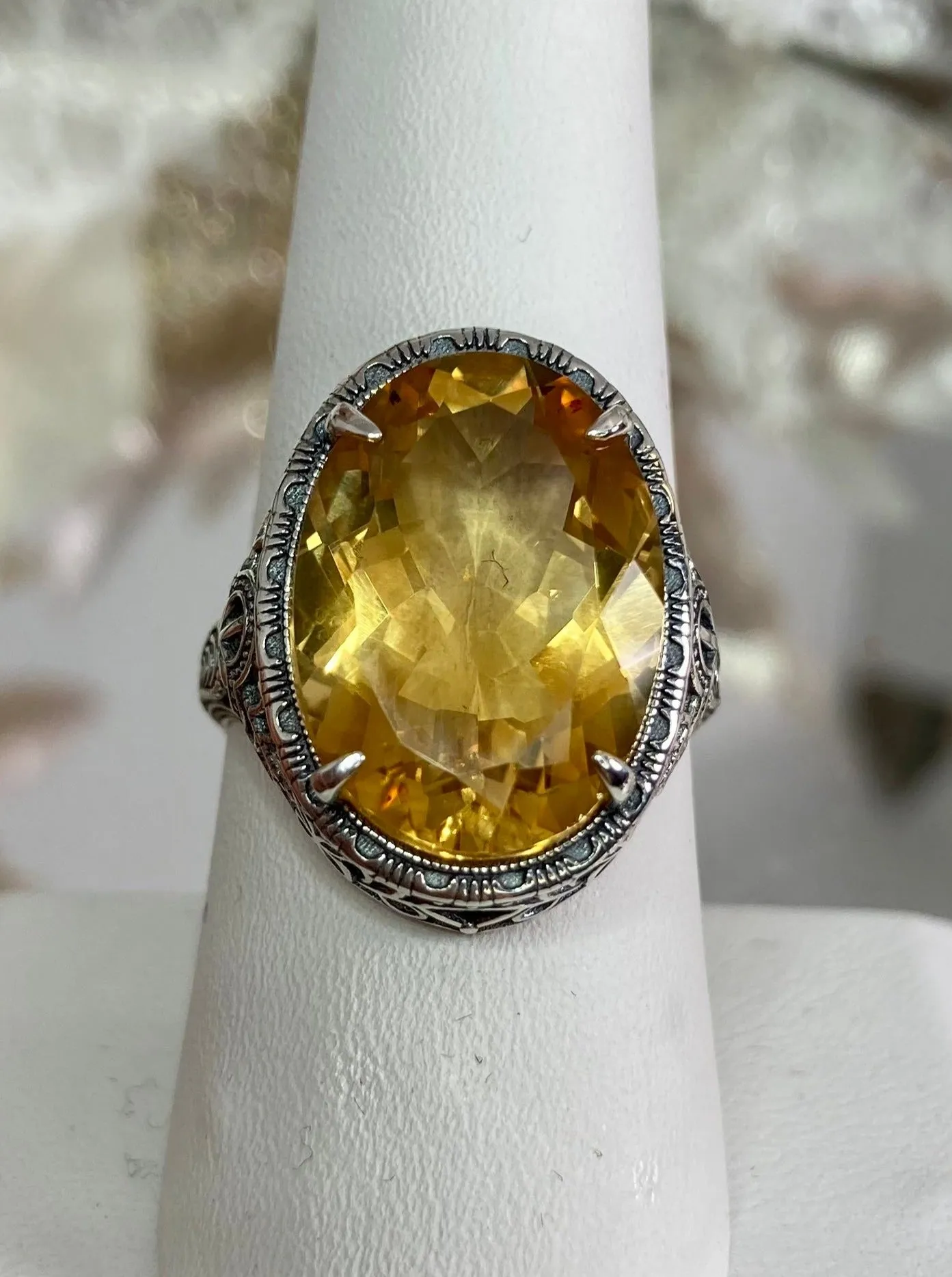 D230, Natural Gemstone Persian Ring, Art Deco Vintage Revival Jewelry #D230