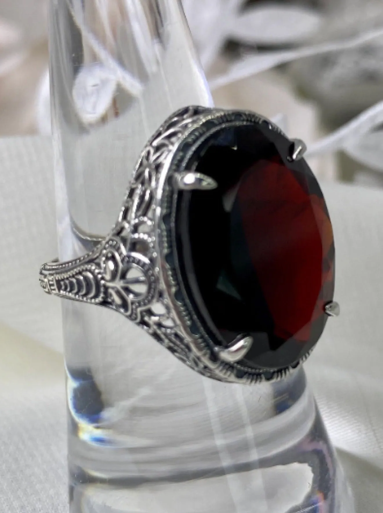 D230, Natural Gemstone Persian Ring, Art Deco Vintage Revival Jewelry #D230