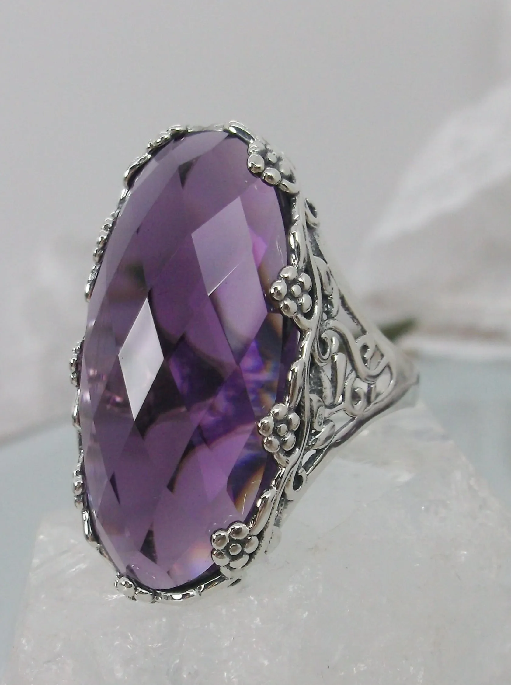 D97, Rosey Ring, Large Oval gem, Vintage Reproduction Jewelry #D97