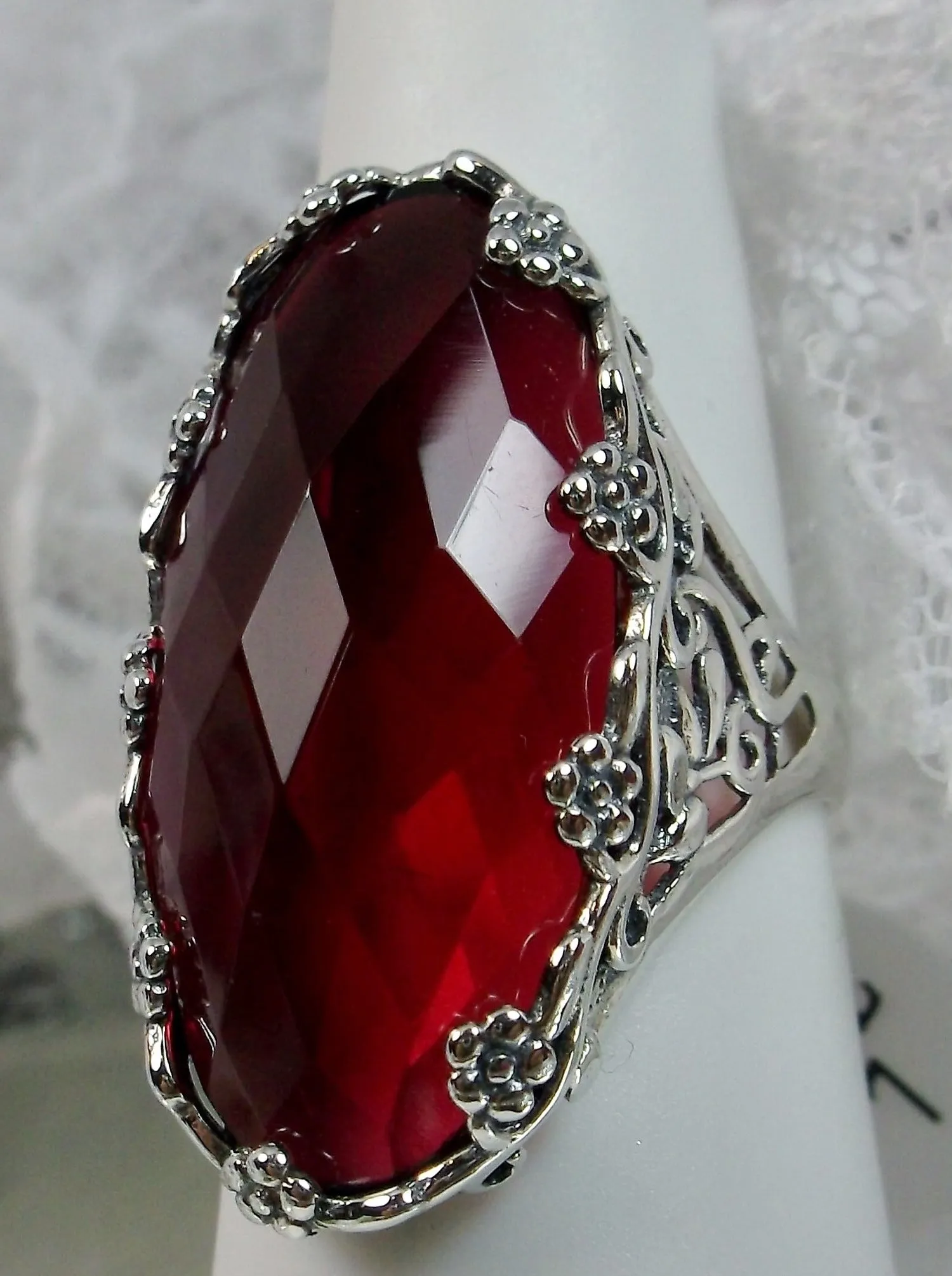 D97, Rosey Ring, Large Oval gem, Vintage Reproduction Jewelry #D97