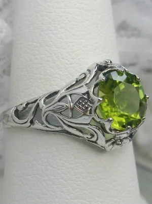 Daisy Ring, Simulated or Natural Peridot Ring Vintage Filigree Victorian Sterling Jewelry #D66