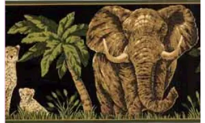 Dark Moss Jungle Animals HE3539 Wallpaper Border
