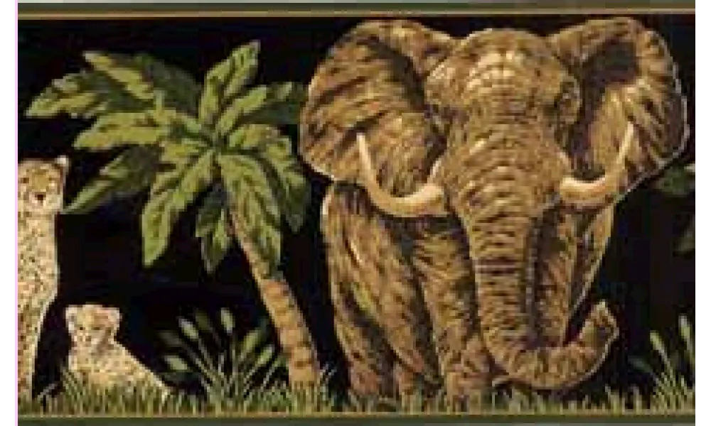 Dark Moss Jungle Animals HE3539 Wallpaper Border