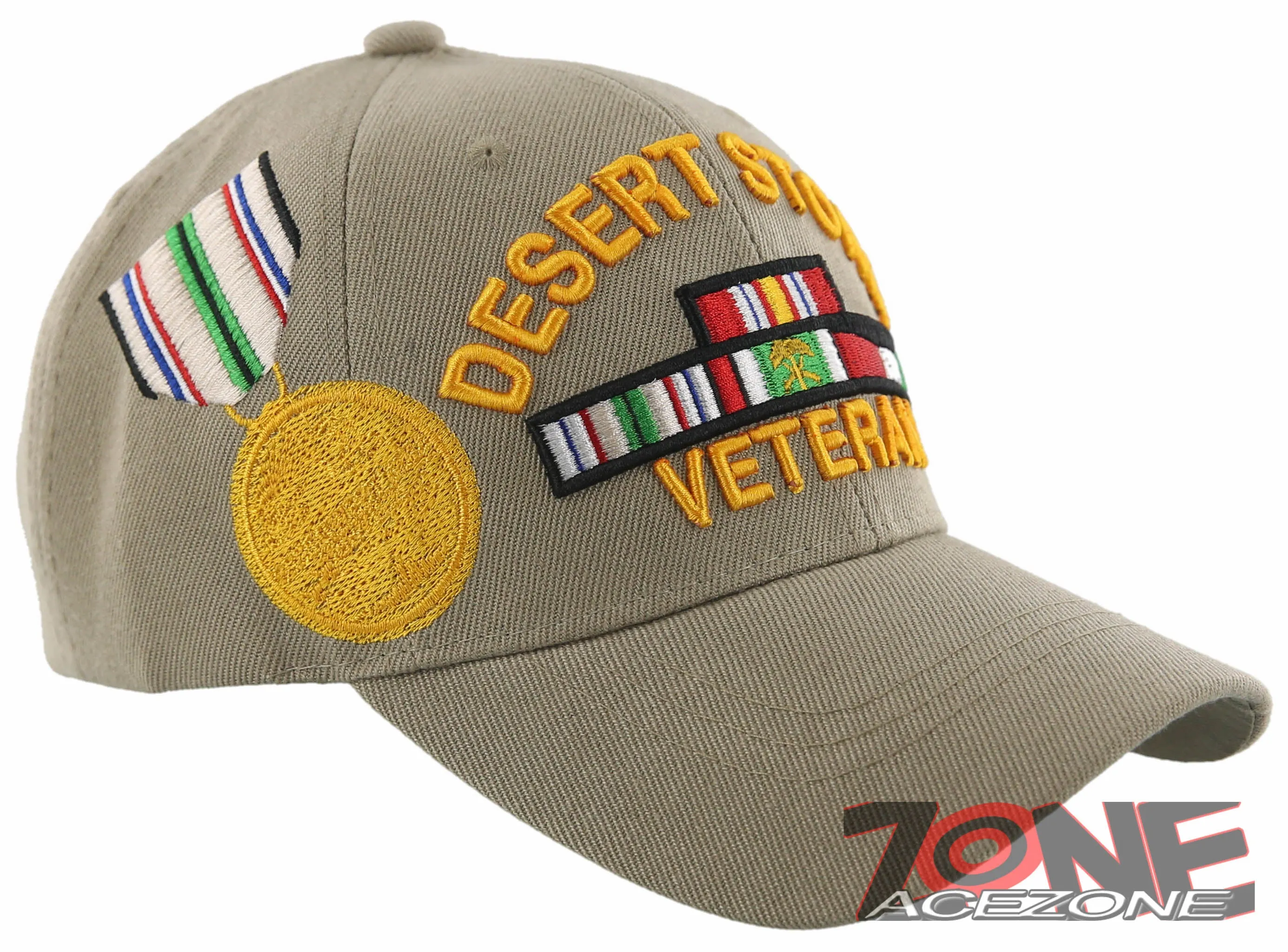DESERT STORM VETERAN ODS VET GOLD MEDAL BALL CAP HAT TAN
