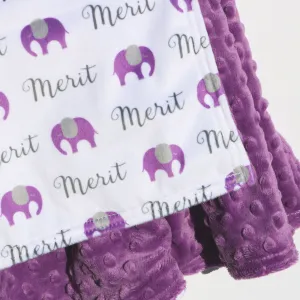Double Minky Blanket - Elephants